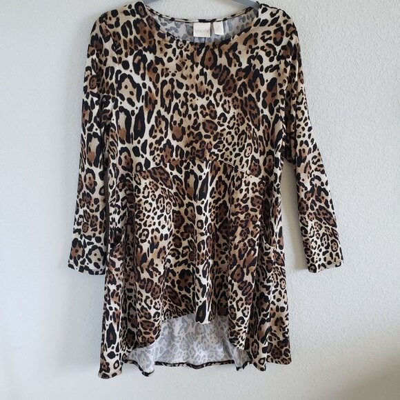 Chico's Sweaters - Chico's Woman's Size M (Chico Size 1) Cheetah Print Sweater Tunic Button Back